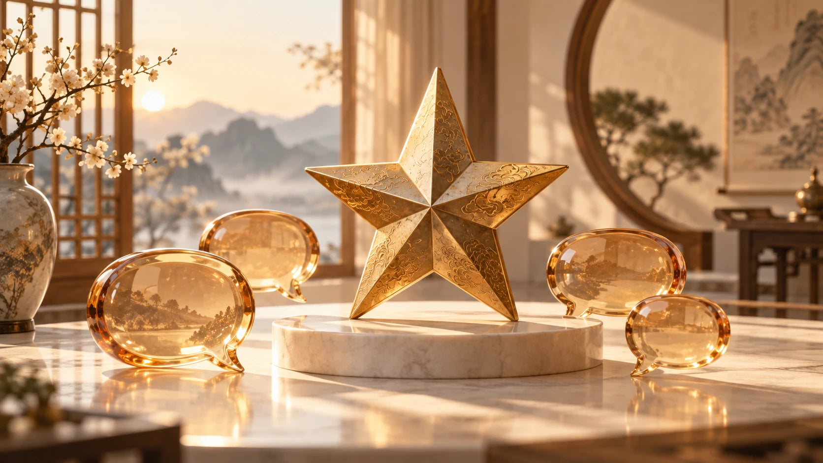 金色星形與交流意象象徵讀者精選